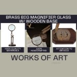 AK013 Brass Big Magnifier Glass W/ Wooden Base 